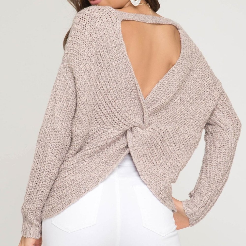 She + Sky Chunky Loose Knit Pullover Twist Back Sweater Women Size Medium